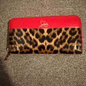 Christian Louboutin Red and Leopard Print Wallet